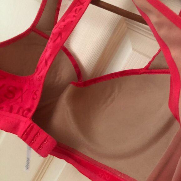 VSX SPORT Push Up Bra 34C Neon Pink Logo Monogram Activewear Gym Aesthetic - Picture 8 of 8